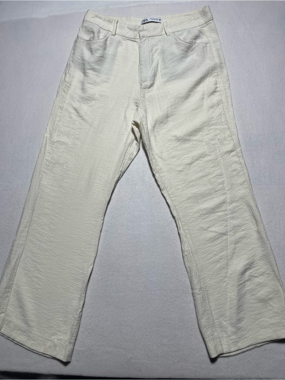 Zara Men's Cream Textured Chinos